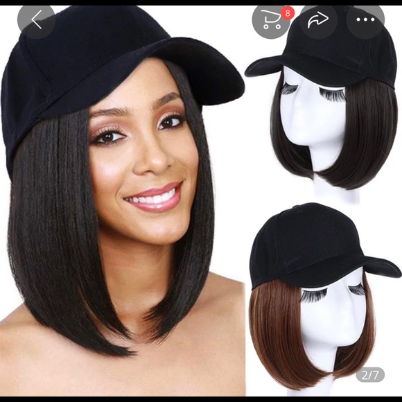 Baseball cap with bob brown style hair NWT main image 8
